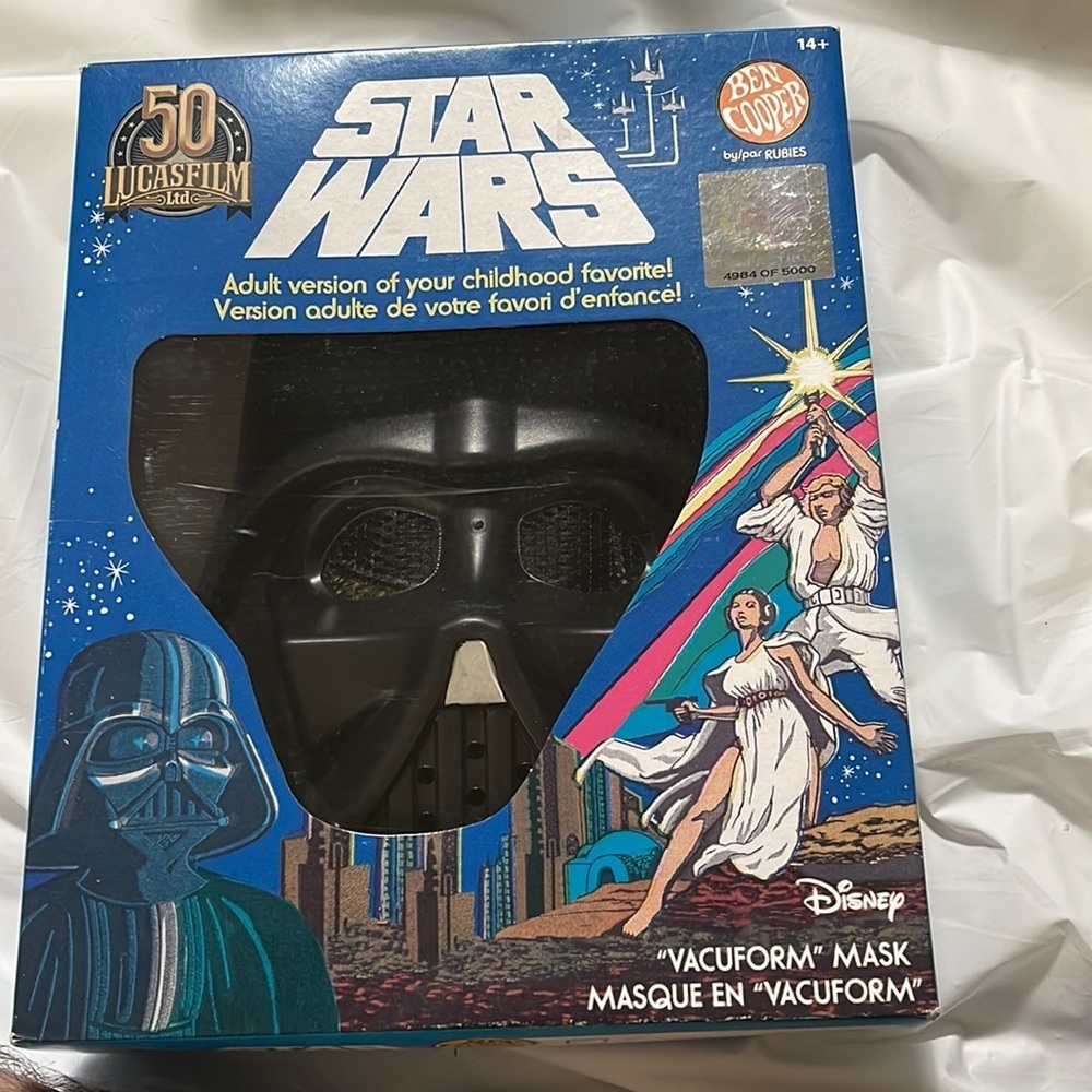 NEW 50th Anniv. Star Wars DARTH VADER Ben Cooper Halloween Mask Costume Adult - Picture 8 of 8
